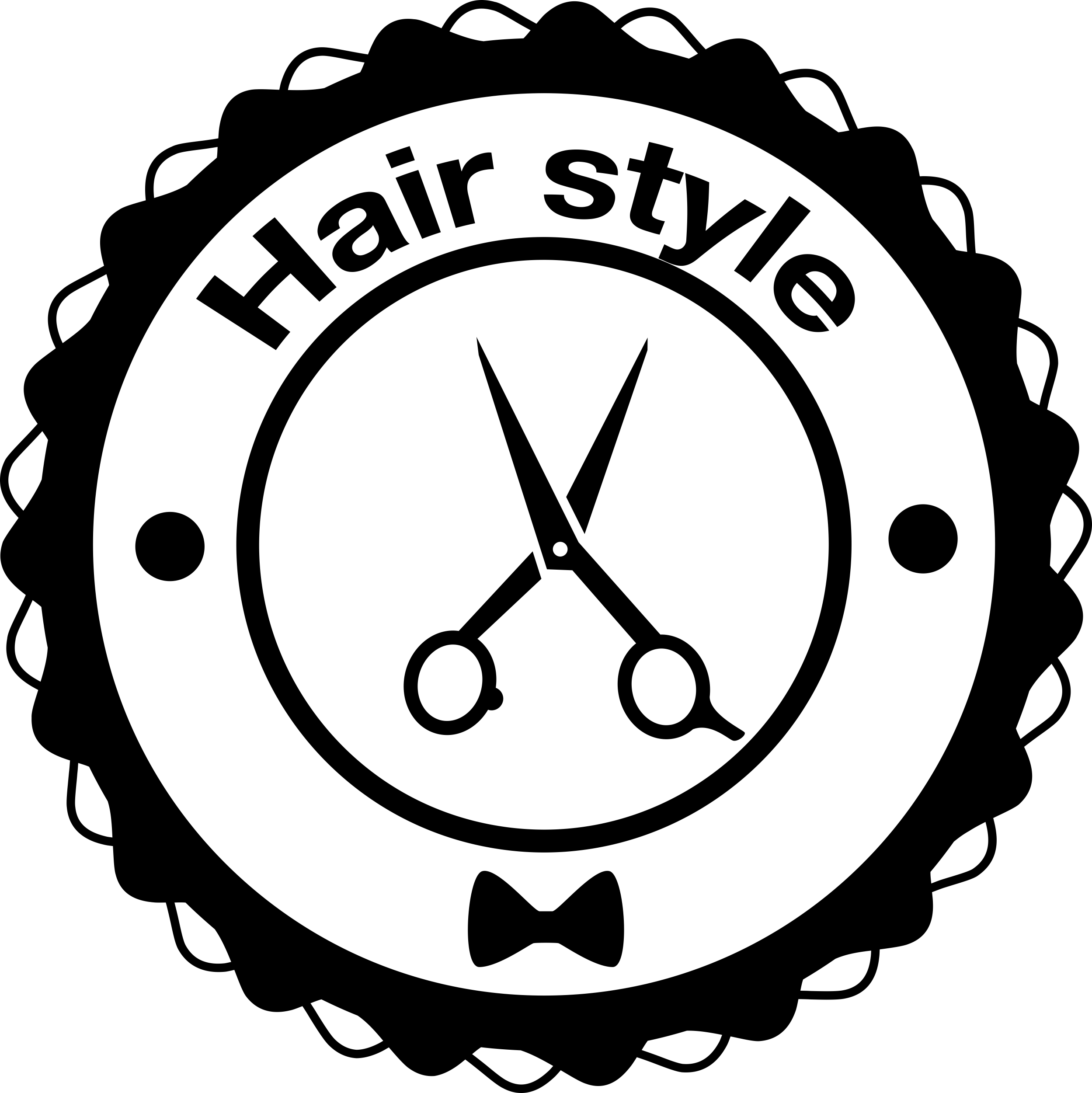 Hair Style Signal Circle With Scissor Simple Line Art Svg Free Vectors